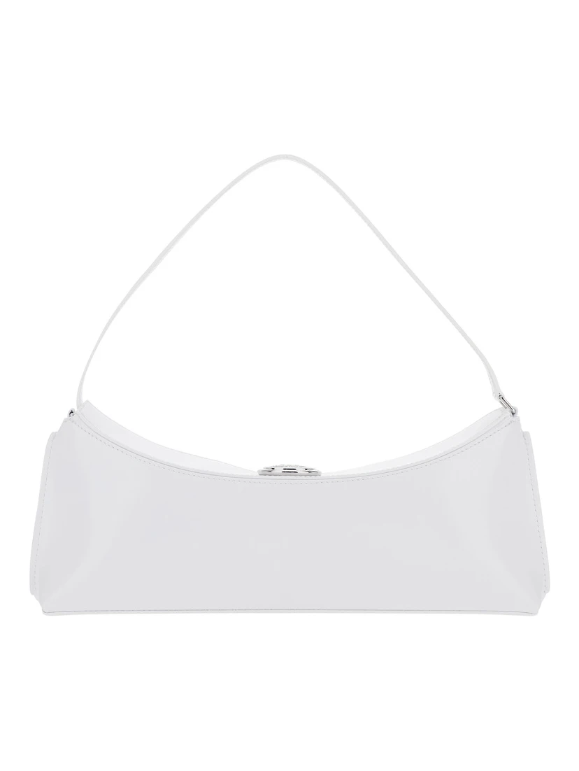 Le Calisso White Shoulder Bag with Engraved Snap Button in Leather Woman