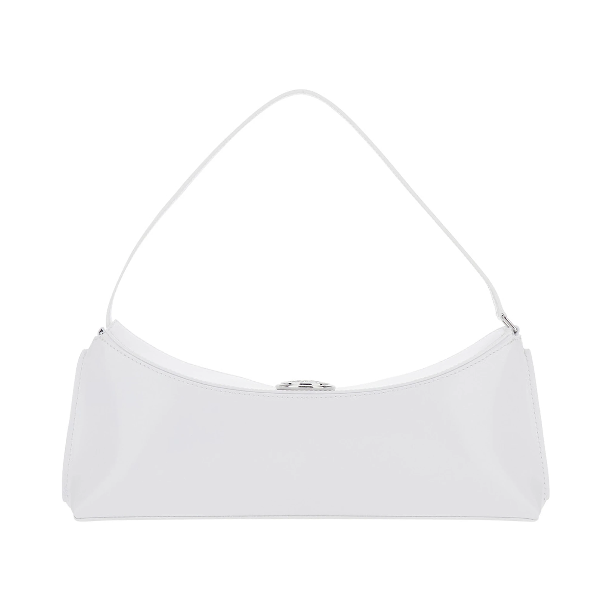 Le Calisso White Shoulder Bag with Engraved Snap Button in Leather Woman