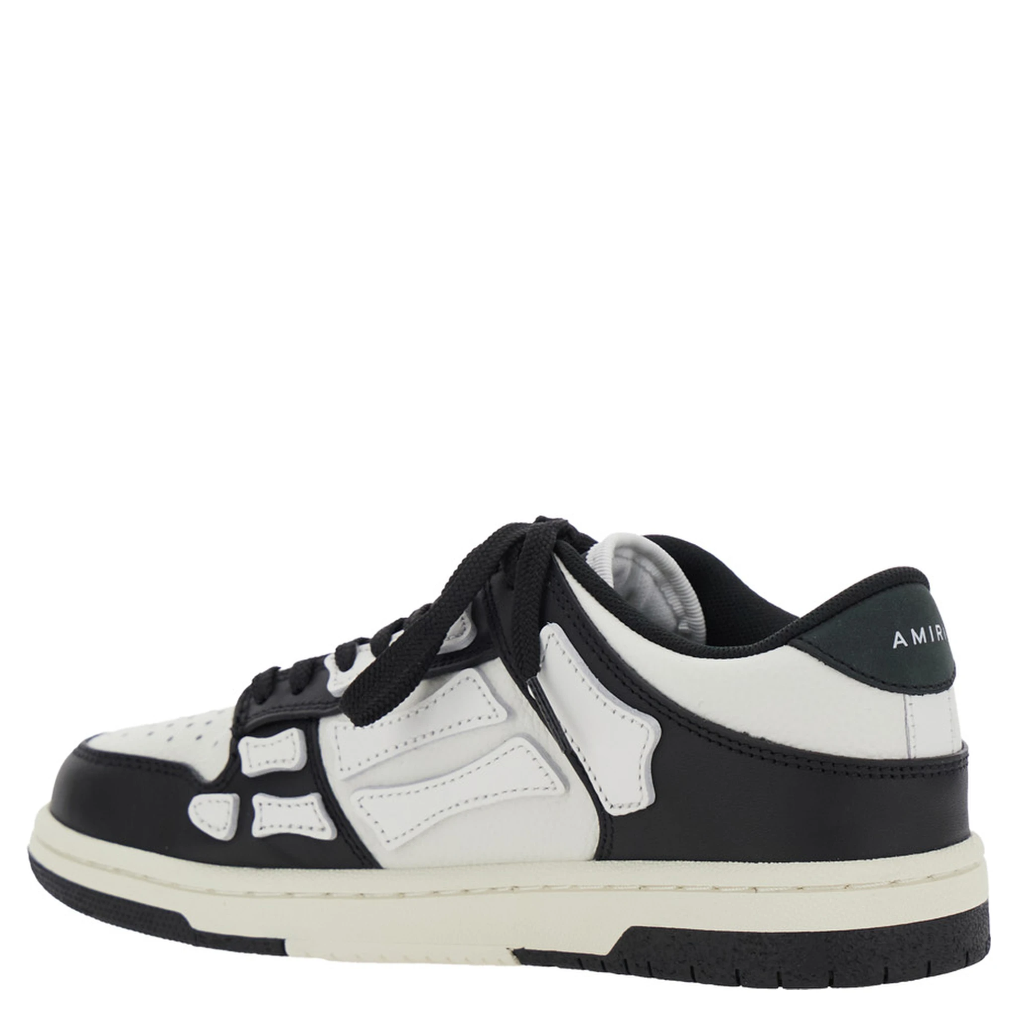 Skel Top Low Black and White Sneakers with Logo Patch on theTongue and Contrasting Details on the Side in Leather Woman