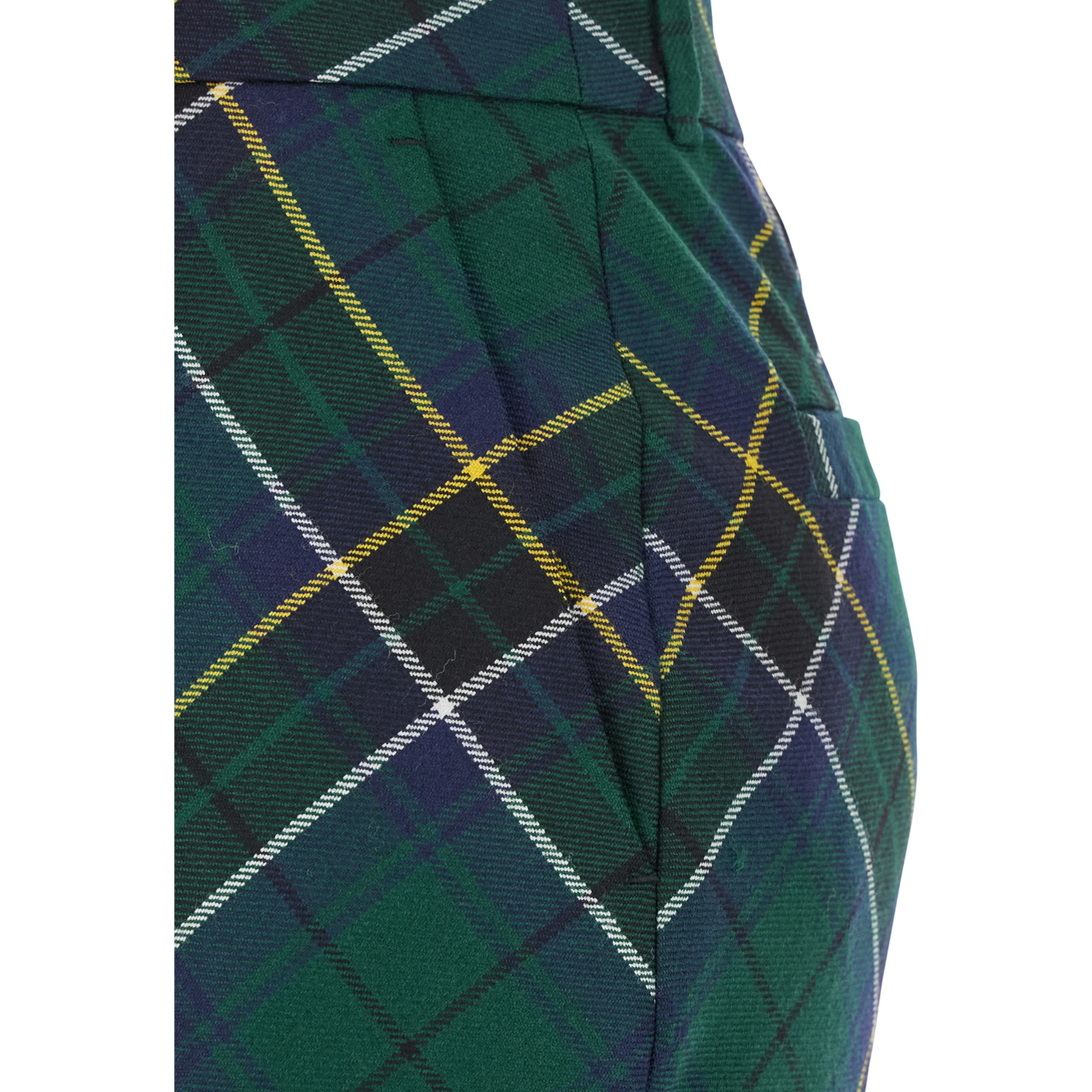 Green Skirt with All-Over Tartan Pattern in Cotton Woman
