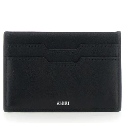 Black Card Holder with Logo Lettering on the Front and Embossed Logo on the Rear in Leather Man