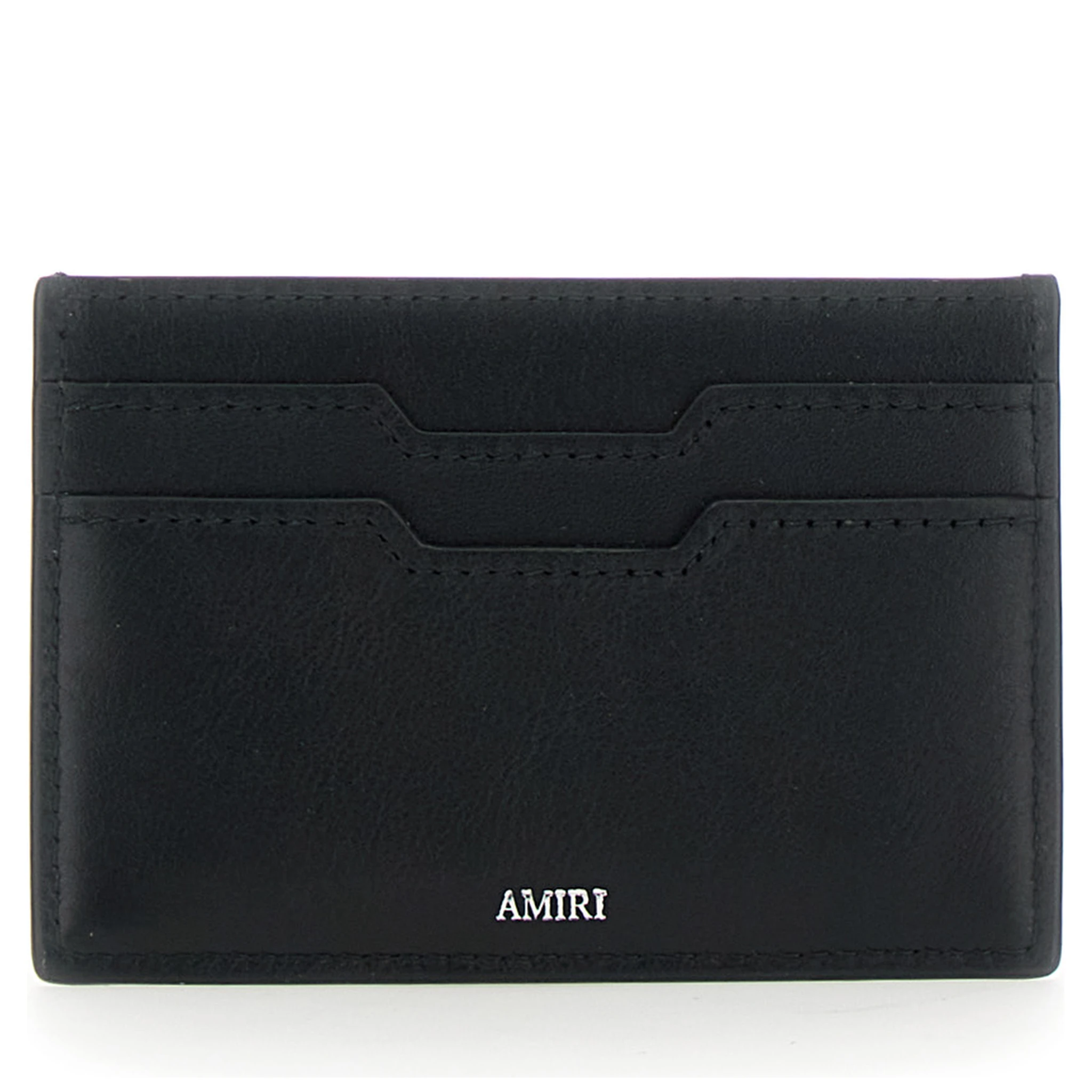 Black Card Holder with Logo Lettering on the Front and Embossed Logo on the Rear in Leather Man