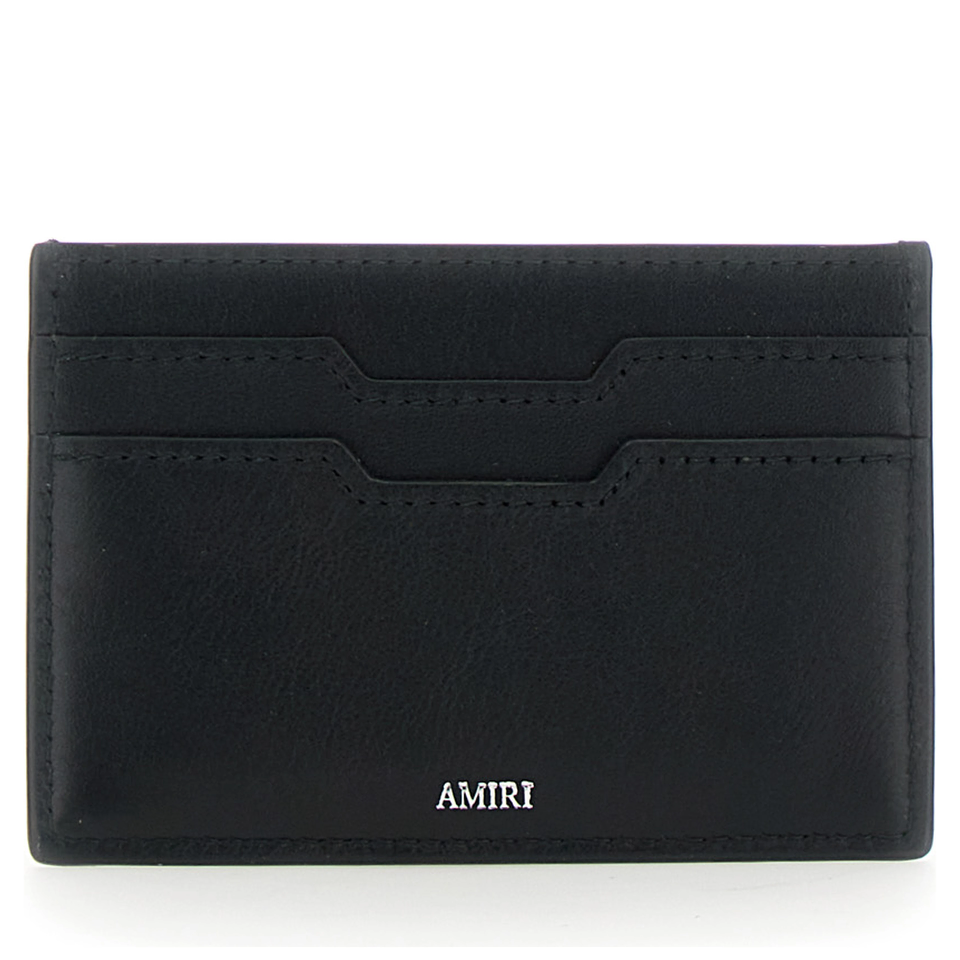 Black Card Holder with Logo Lettering on the Front and Embossed Logo on the Rear in Leather Man