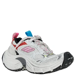6XL White Low Top Sneakers with Mesh Panels and Logo Detail on the Side in Tech Fabric Woman