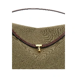 T-Lock Green Corssbody Bag with Shoulder Strap and T-Closure in Fabric Woman