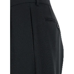 Black Pants with HIgh Waist and Pences in Wool Man