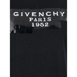Black T-Shirt with Lettering Logo on the Front in Cotton Woman