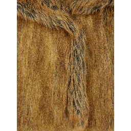 Brown Fur Coat with Hood and Front Fastening in Faux Fur Woman