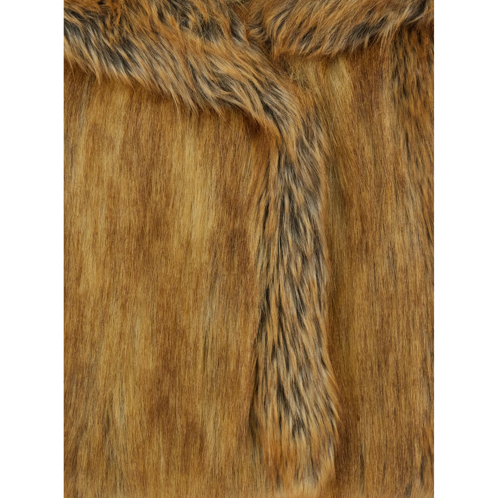 Brown Fur Coat with Hood and Front Fastening in Faux Fur Woman