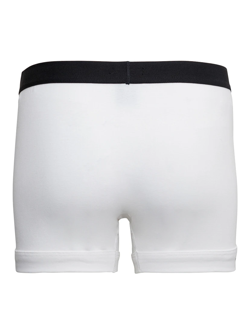 White Boxer Shorts with Elastic Waist with Logo Lettering in Cotton Man