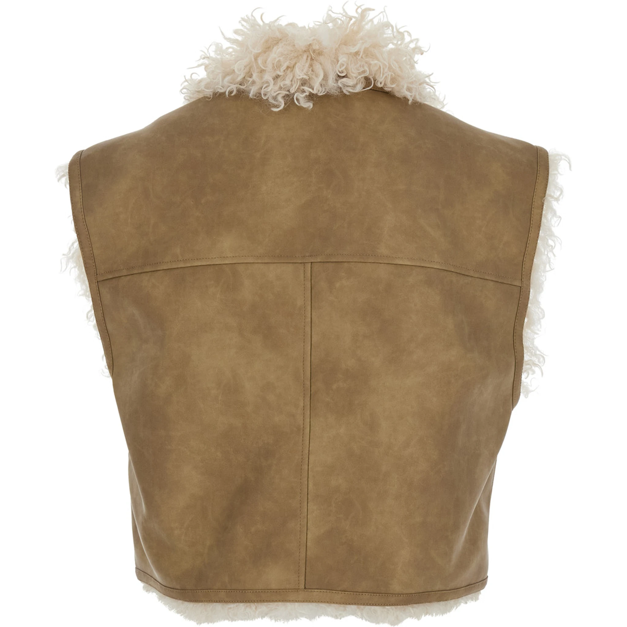 Beige Shearling Coat with Reversible Deisgn and Button Closure in Fur Woman