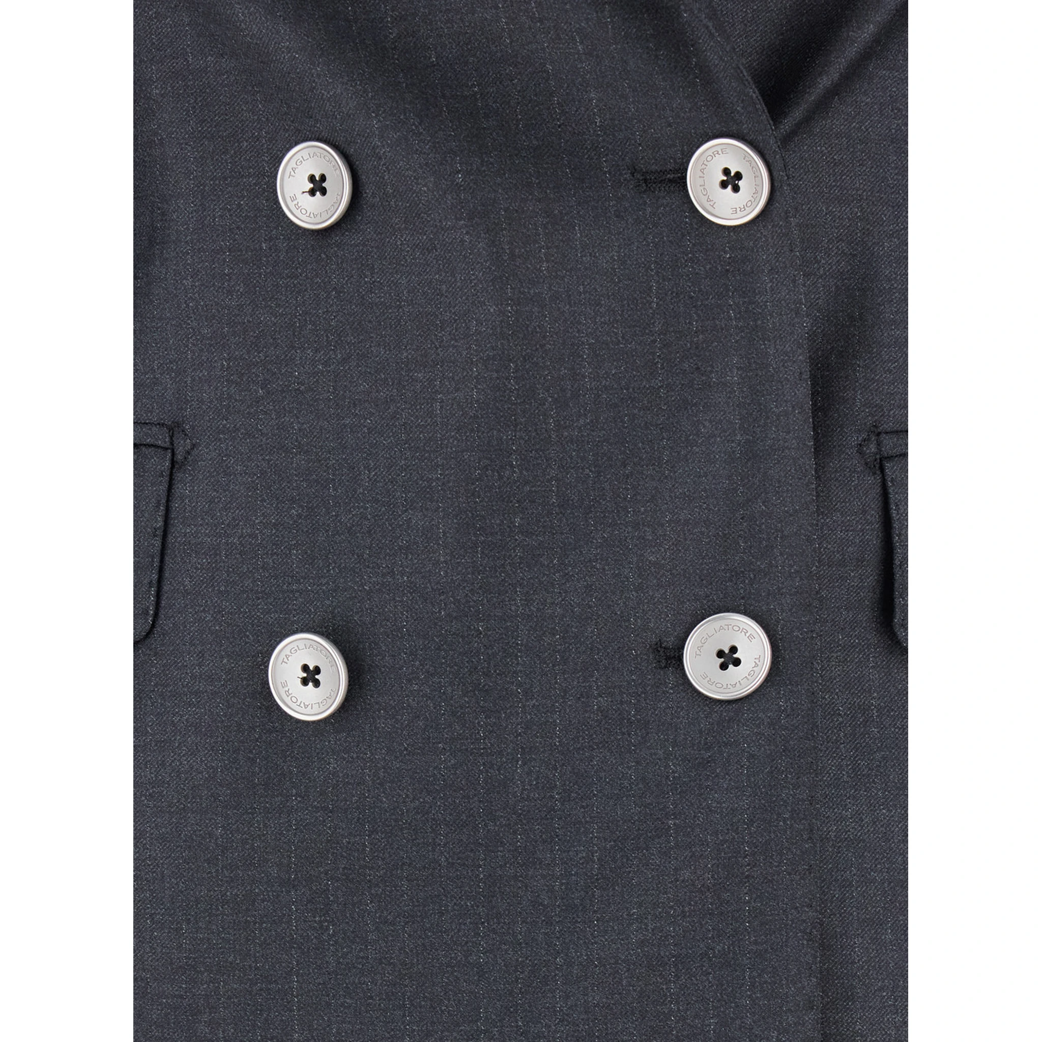 Grey Double-Breasted Suit with Peak Revers in Wool Blend Woman