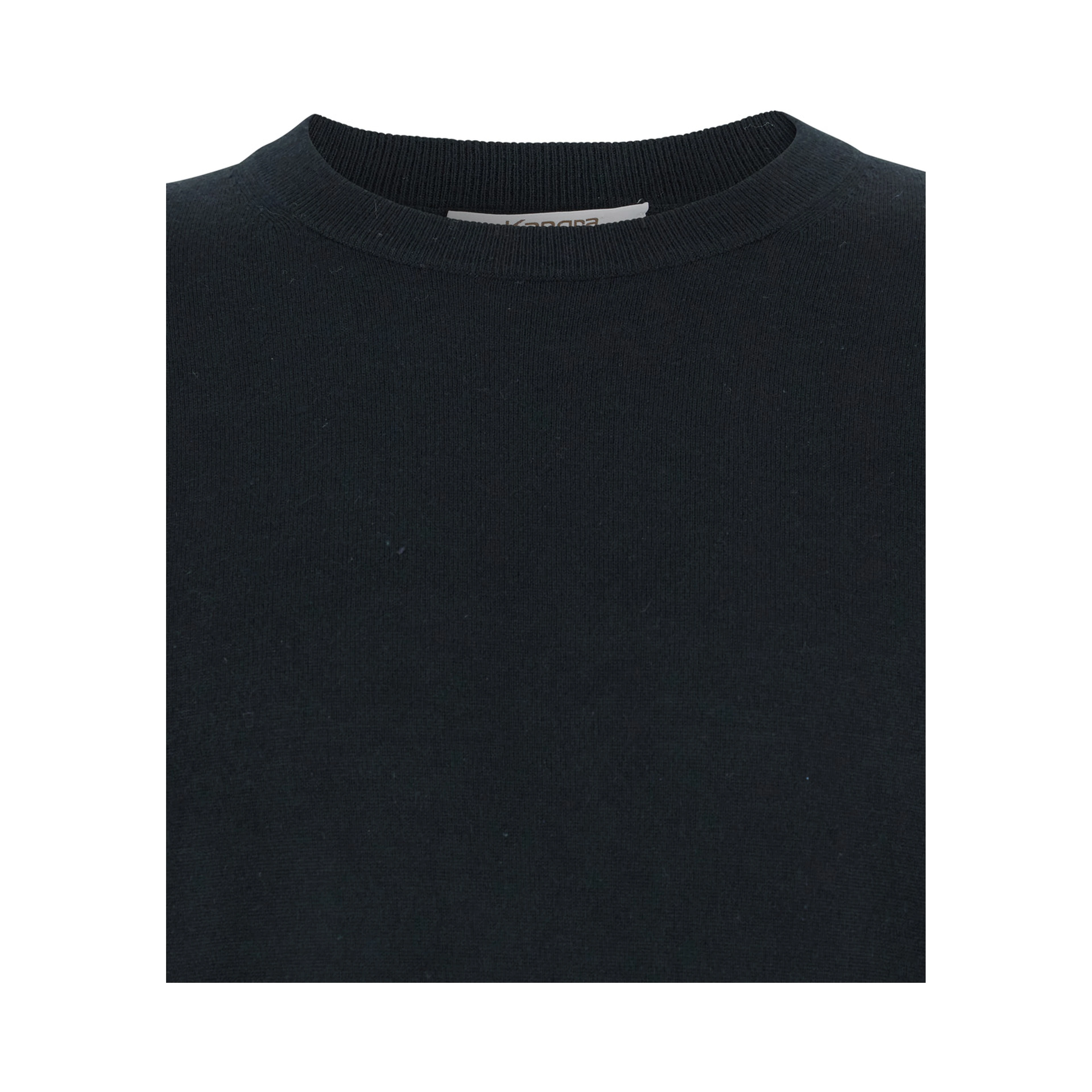 Black Crewneck Sweater with Ribbed Trims in Wool Man