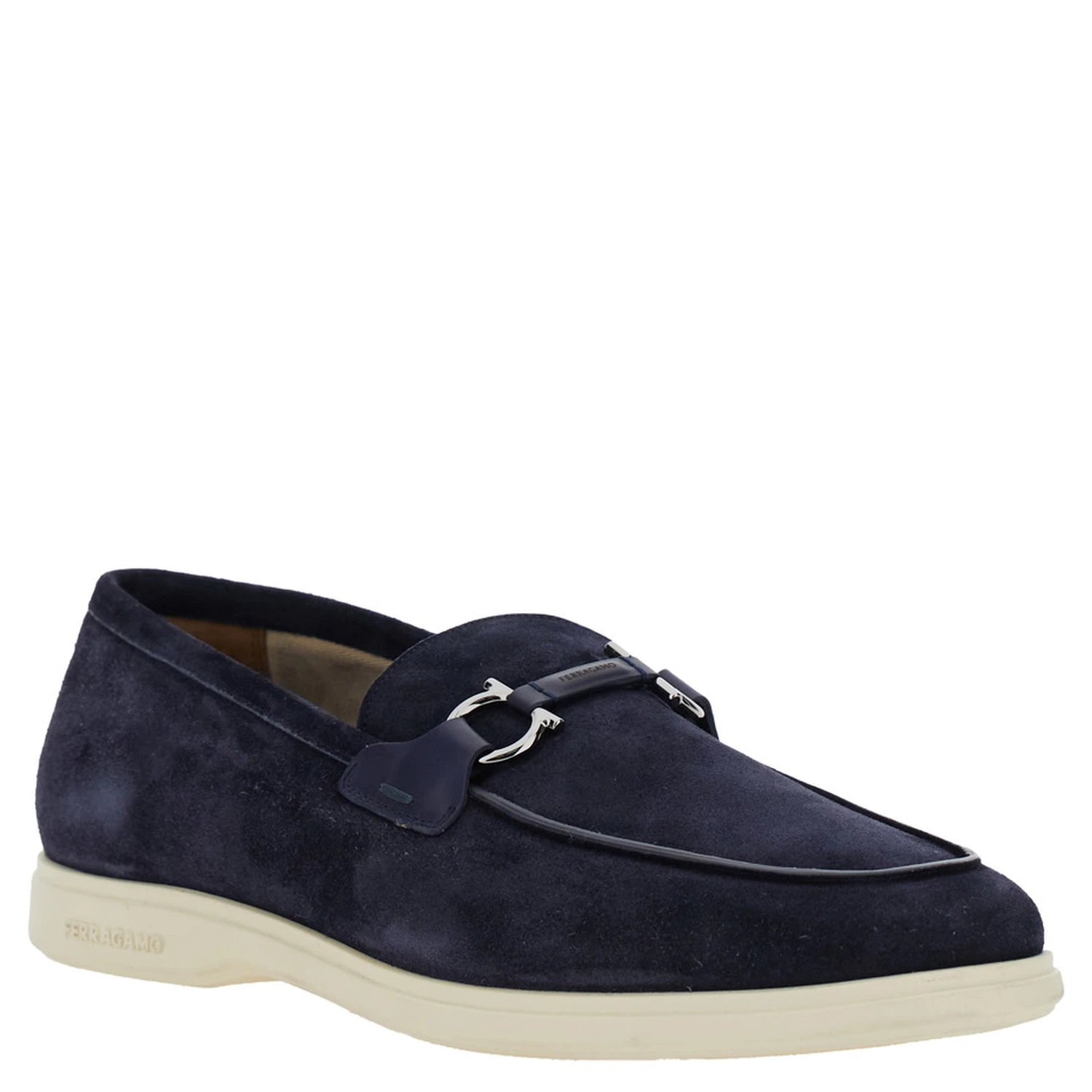 Cosimo Blue Loafers with Metallic Hooks on the Front in Suede Man
