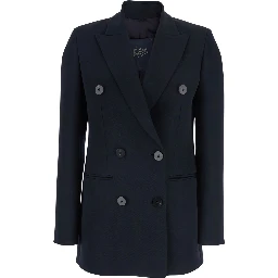 Betty Blue Double-Breasted Jacket with Peak Lapel in Wool Woman