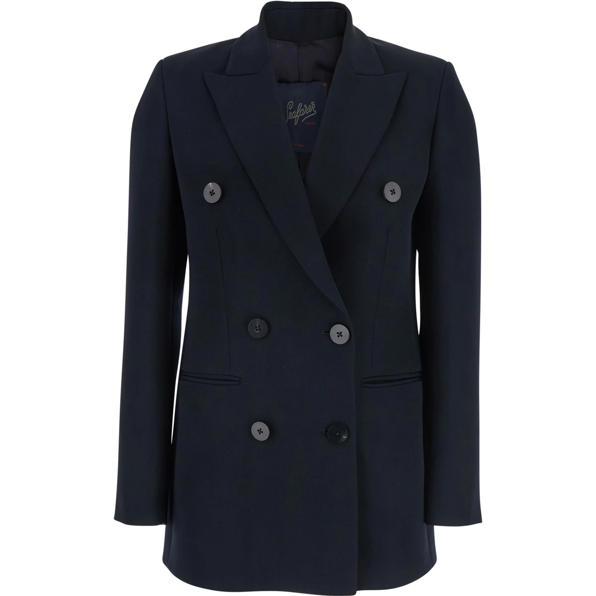 Betty Blue Double-Breasted Jacket with Peak Lapel in Wool Woman