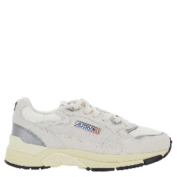 Hyperway White Low Top Sneakers with Logo Patch on Side and Tongue in Suede and Mesh Woman