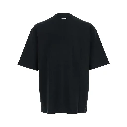 Black T-Shirt with Logo on the Front in Cotton Man