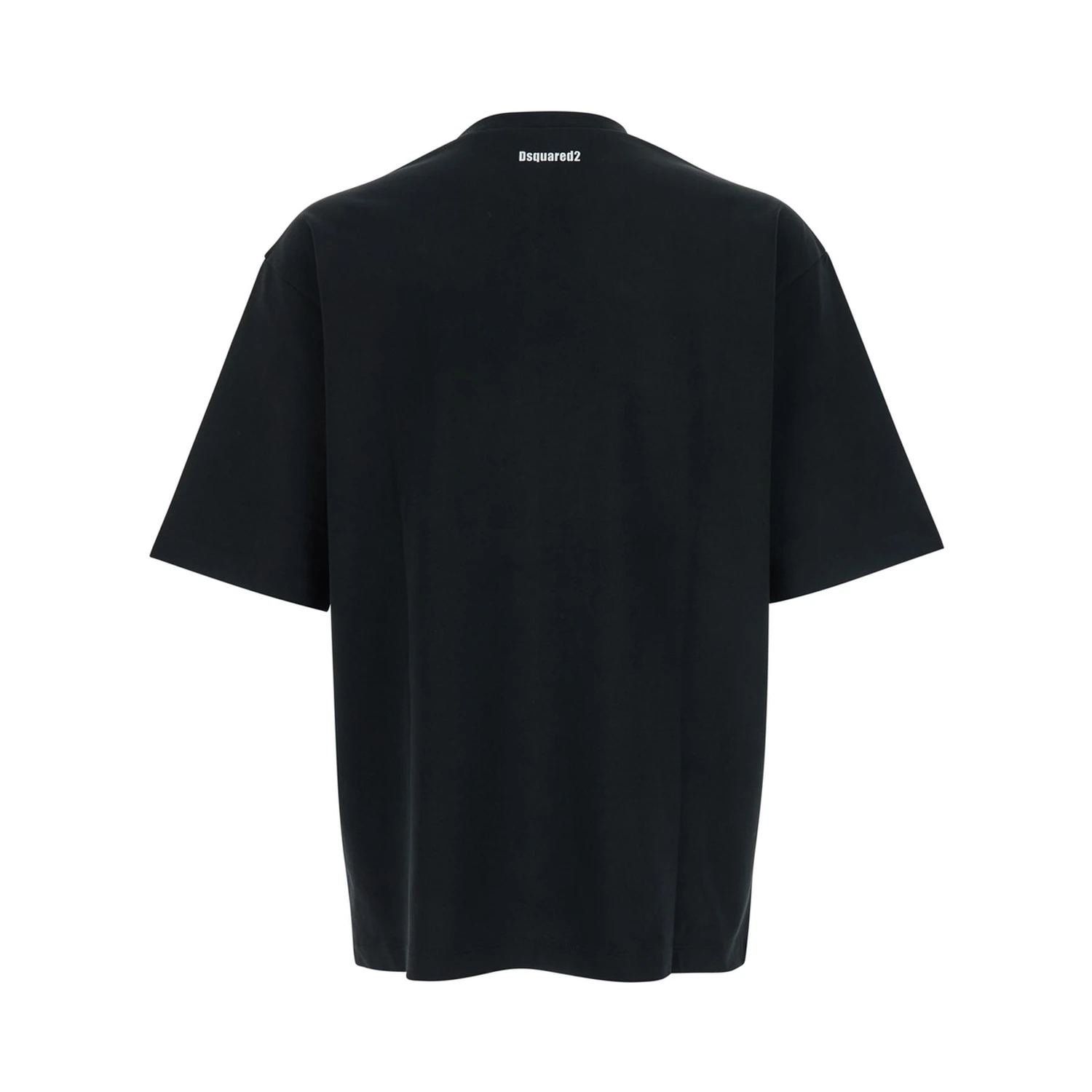 Black T-Shirt with Logo on the Front in Cotton Man
