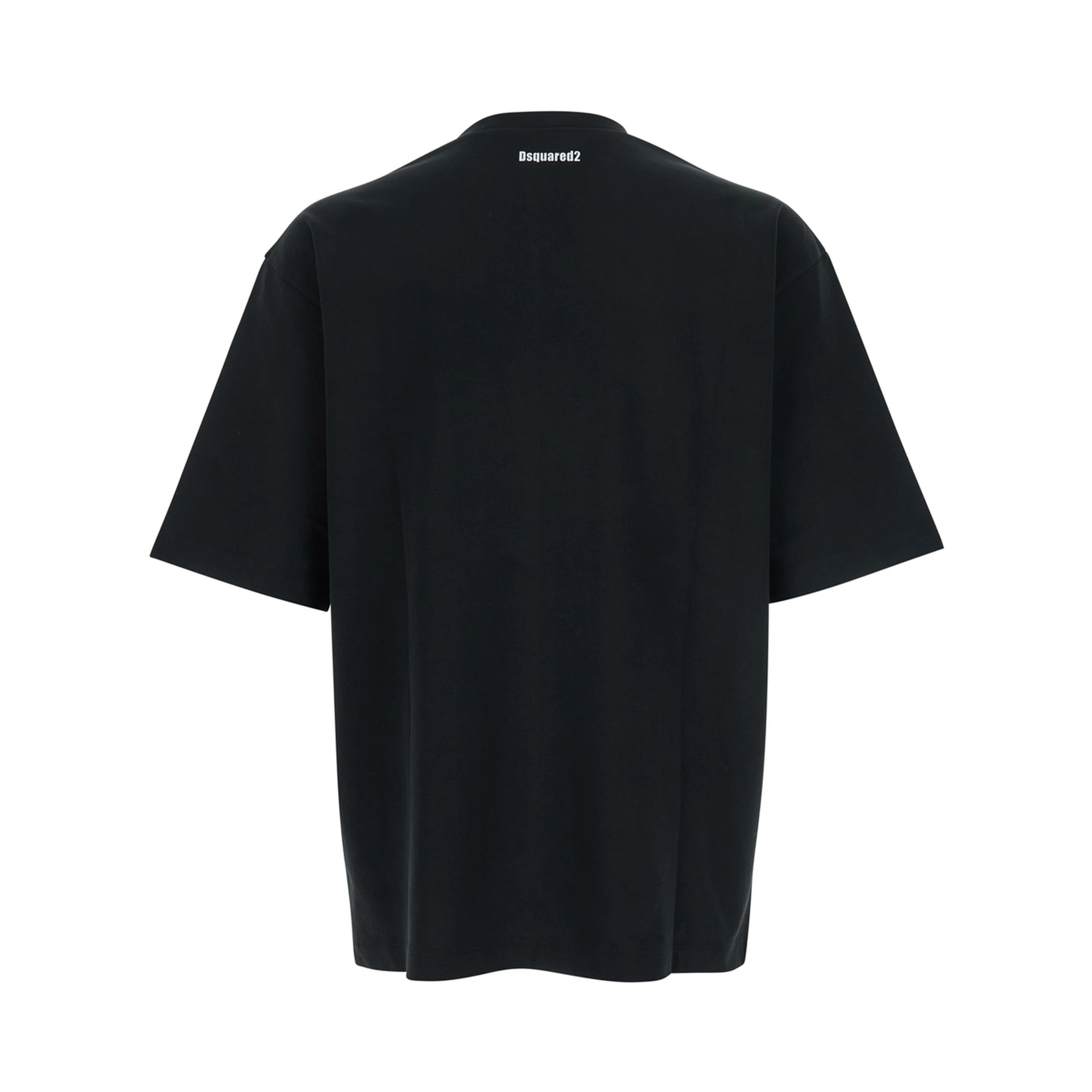 Black T-Shirt with Logo on the Front in Cotton Man