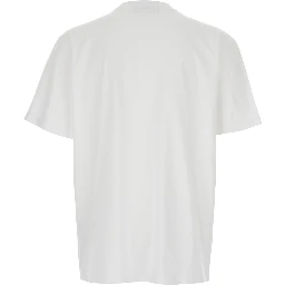 White Crewneck T-Shirt with Logo Lettering on the Front in Cotton Man
