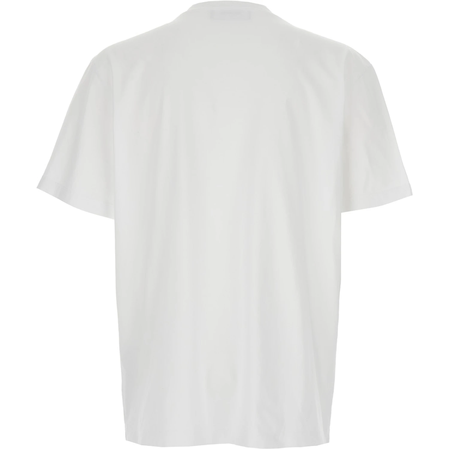 White Crewneck T-Shirt with Logo Lettering on the Front in Cotton Man