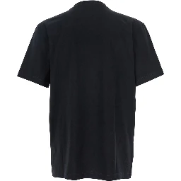 Black Crewneck T-Shirt with Logo Lettering on the Front in Cotton Man