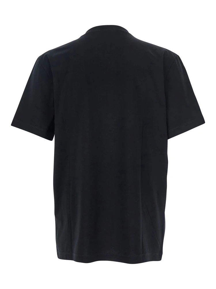 Black Crewneck T-Shirt with Logo Lettering on the Front in Cotton Man alternative