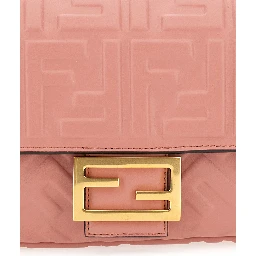 Baguette Pink Shoulder Bag with Removable Shoulder Strap in FF Canvas Woman