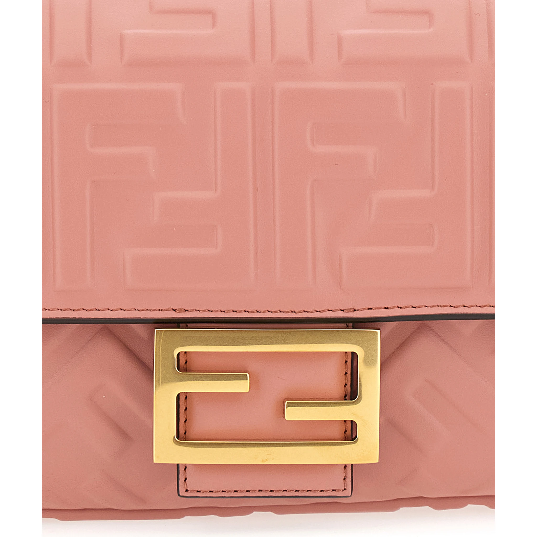 Baguette Pink Shoulder Bag with Removable Shoulder Strap in FF Canvas Woman