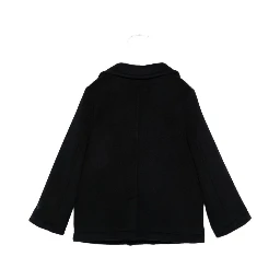 Blue Double-Breasted Coat with Classic Lapels in Wool Blend Boy