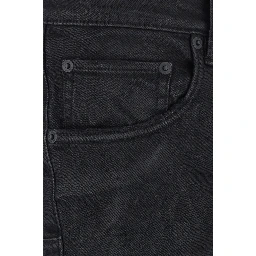 Black Jeans with Flare Leg and Logo Patch on the Rear in Denim Man