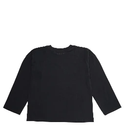 Black Crewneck T-Shirt with Logo Print on the Front in Cotton Boy