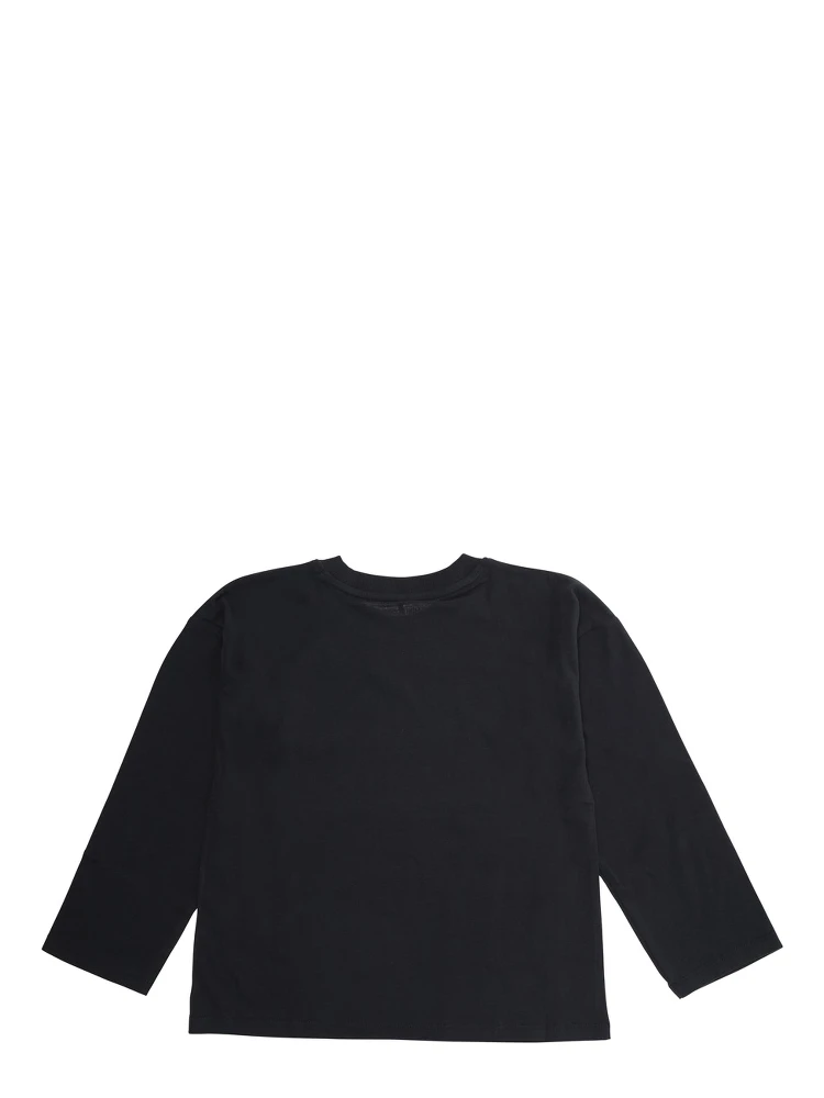 Black Crewneck T-Shirt with Logo Print on the Front in Cotton Boy alternative