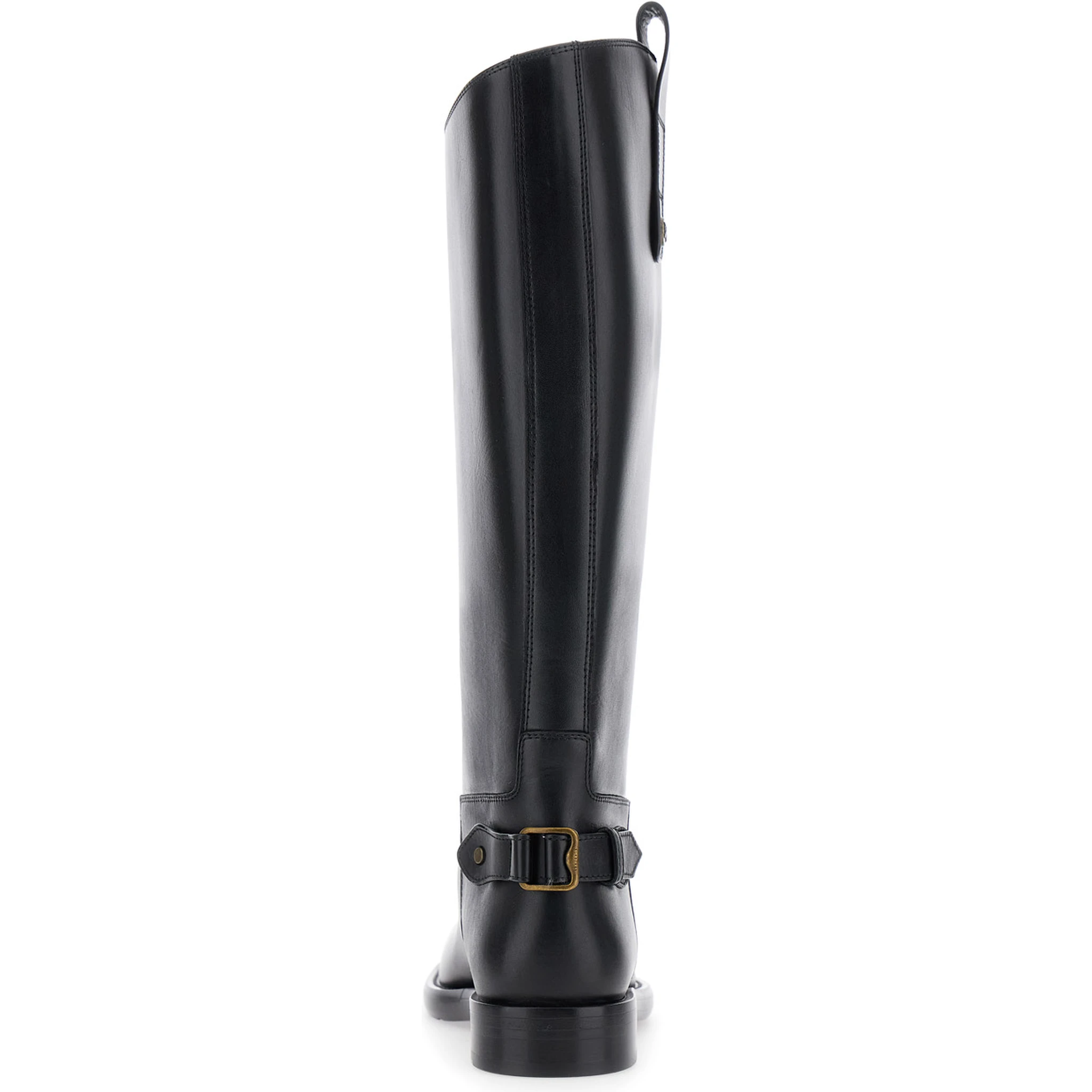 Black Boots with Side Logo Plaque in Leather Woman