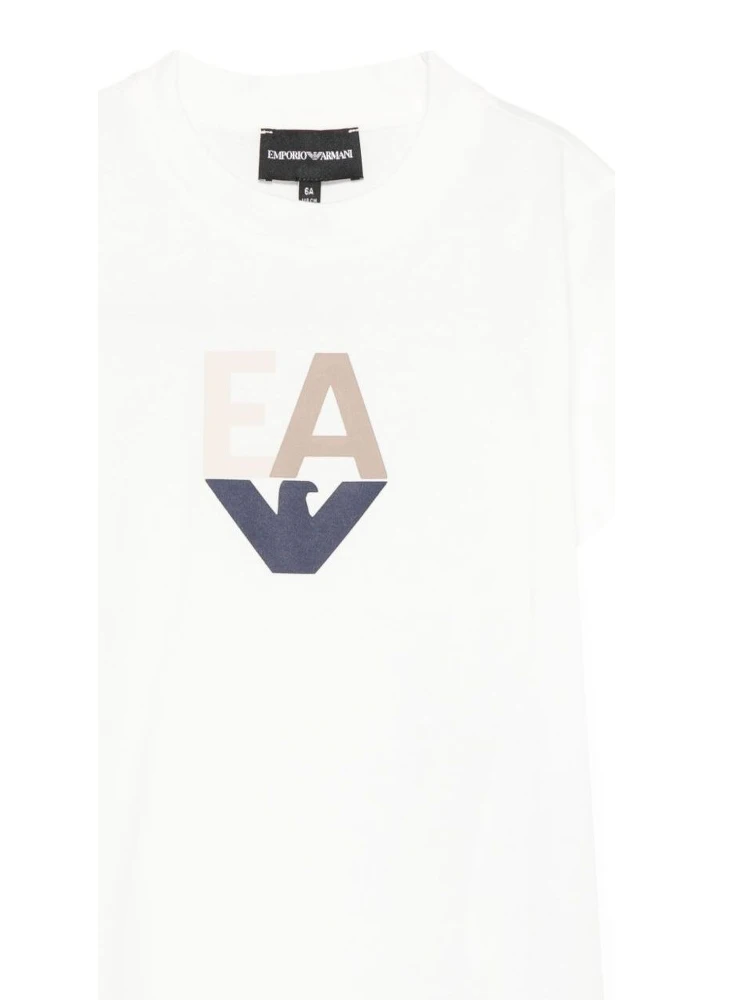 Multicolor Set of Crew Neck T-Shirts with Logo on the Front in Cotton Boy alternative