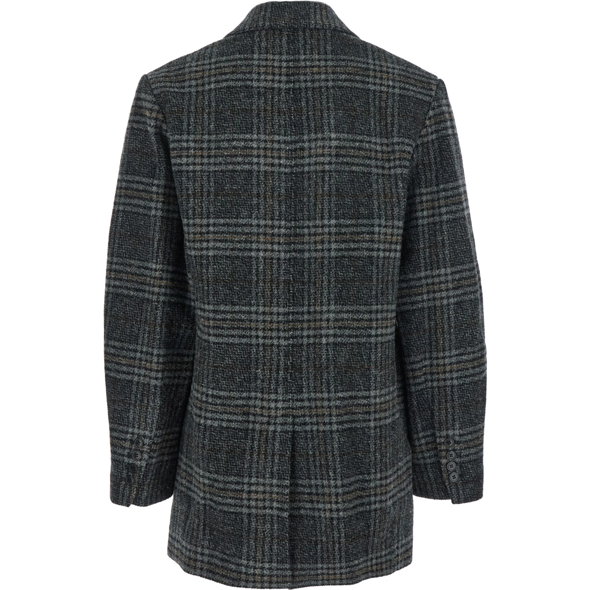 Gesina Grey Single-Breasted Jacket with Notched Revers and All-Over Check Motif in Wool Woman