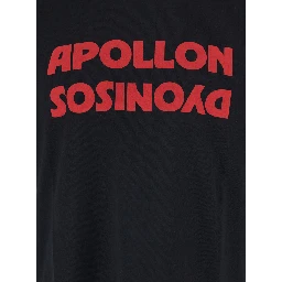 Black Crewneck T-Shirt with Print on the Front in Cotton Man