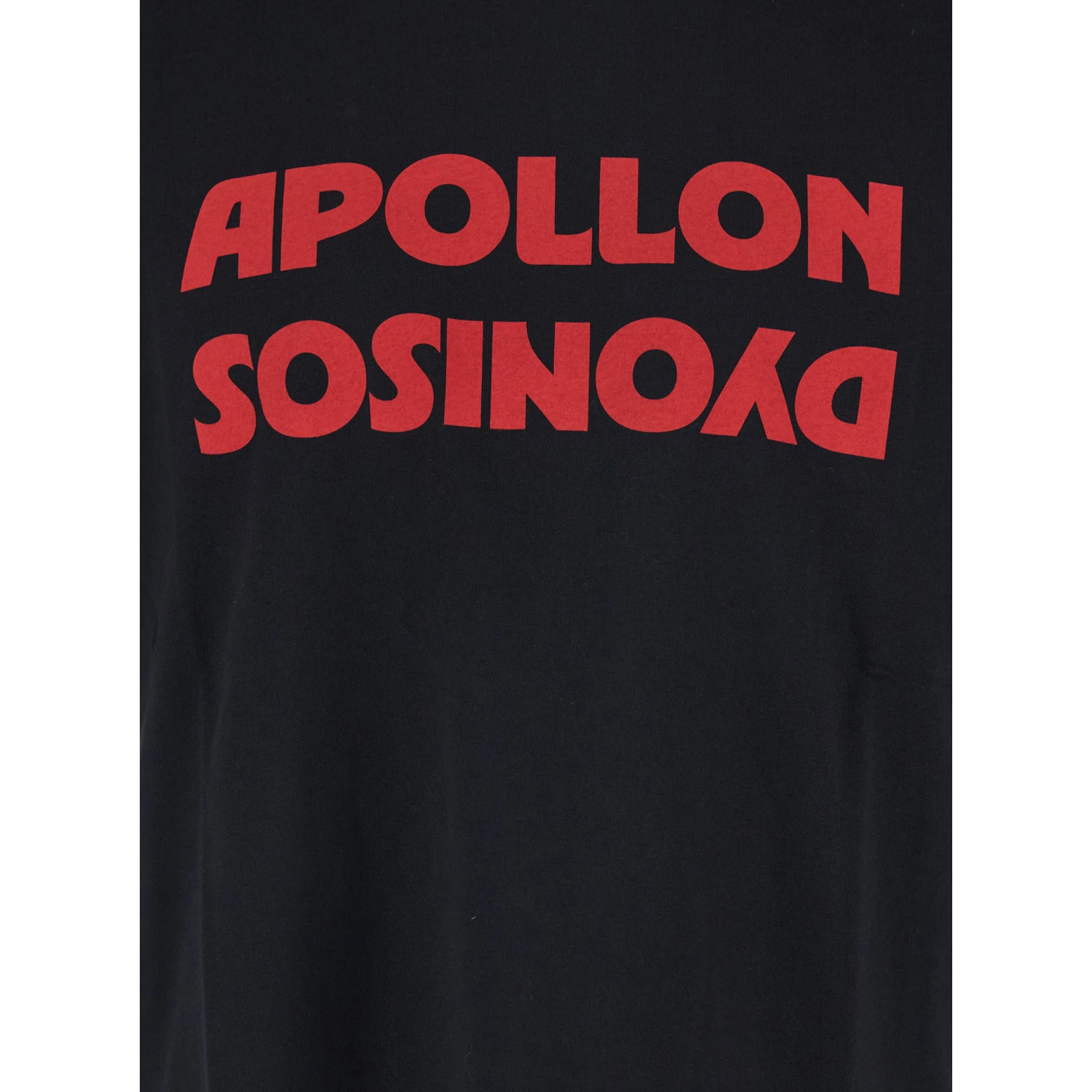 Black Crewneck T-Shirt with Print on the Front in Cotton Man
