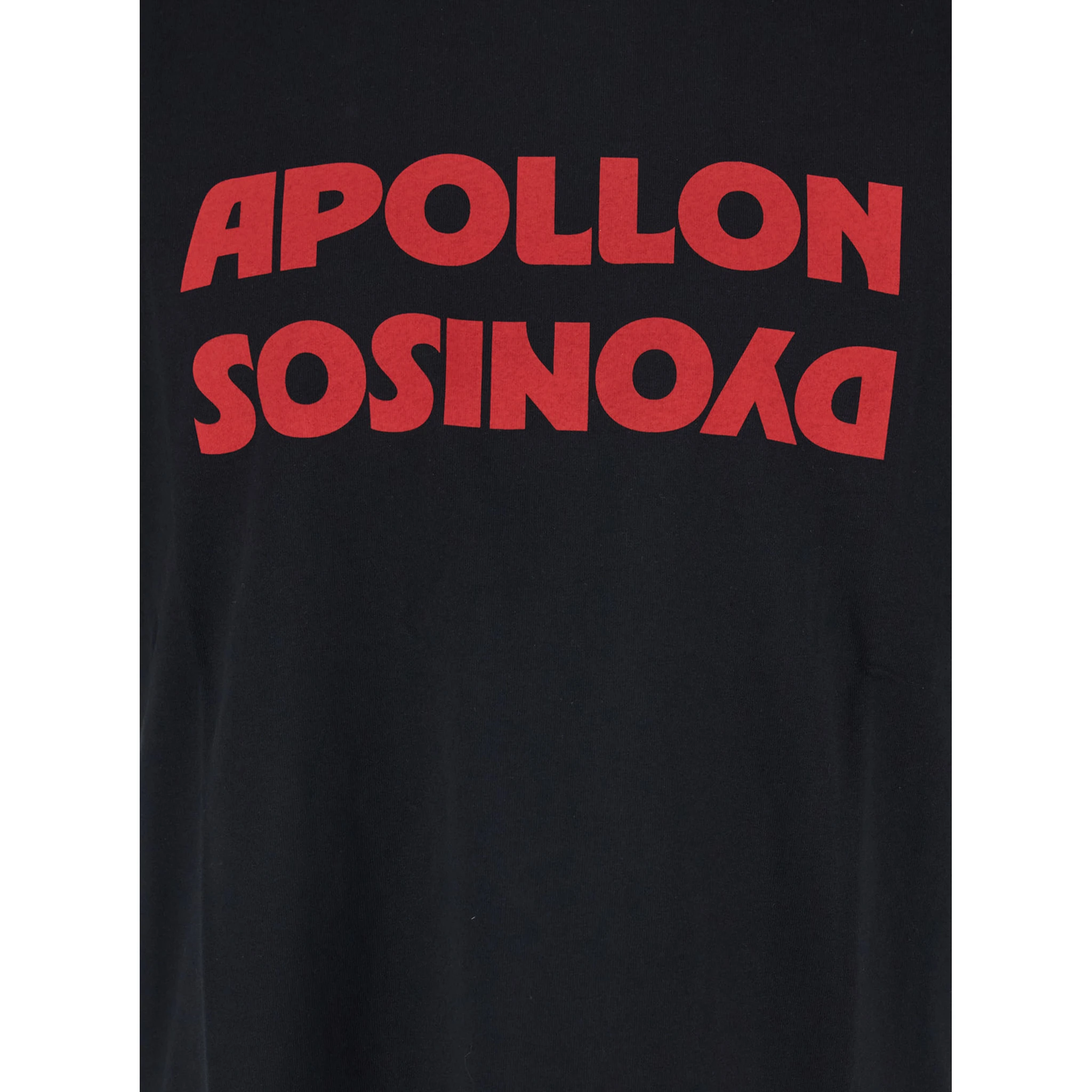 Black Crewneck T-Shirt with Print on the Front in Cotton Man