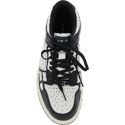 Skel Top Low Black and White Sneakers with Logo Patch on theTongue and Contrasting Details on the Side in Leather Woman
