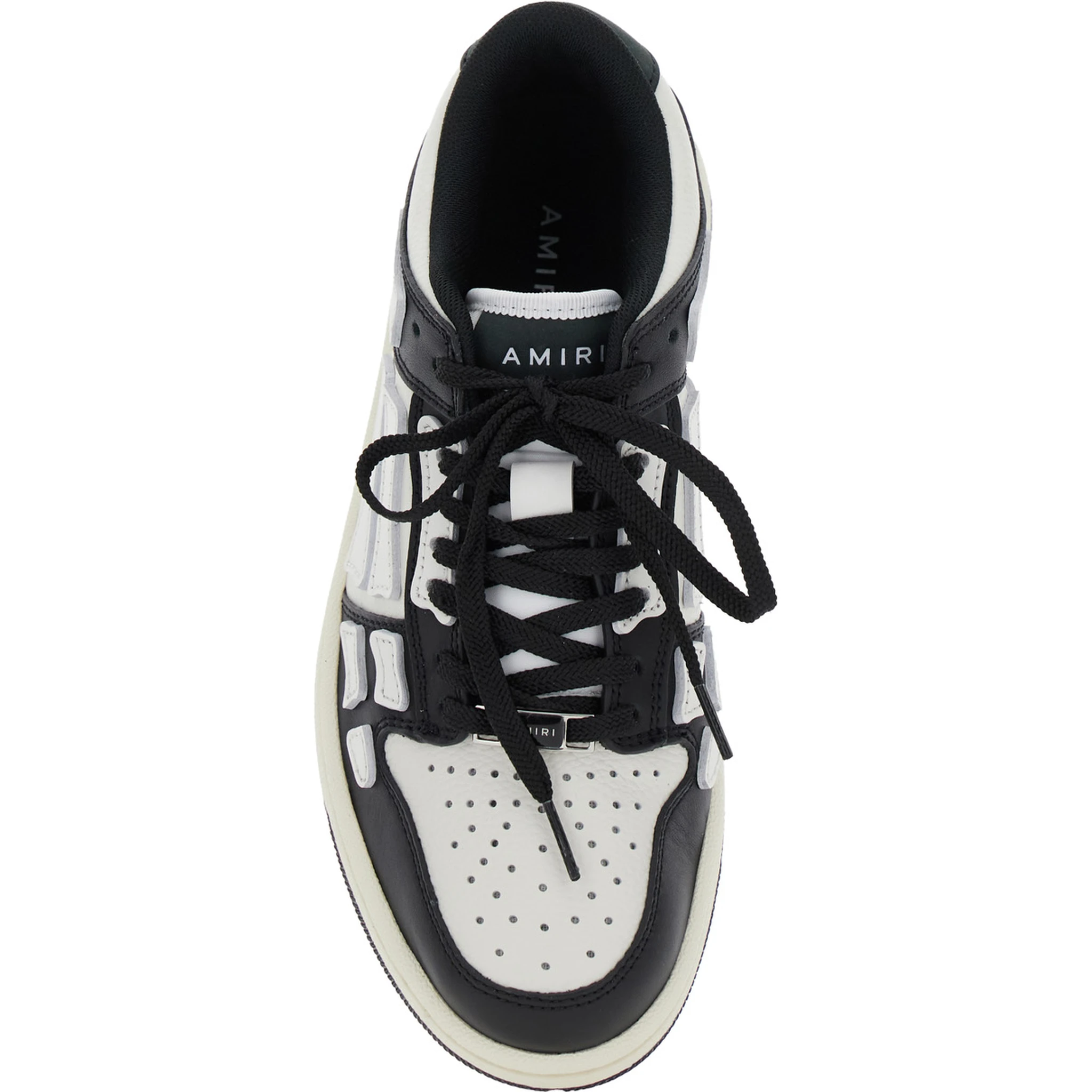 Skel Top Low Black and White Sneakers with Logo Patch on theTongue and Contrasting Details on the Side in Leather Woman