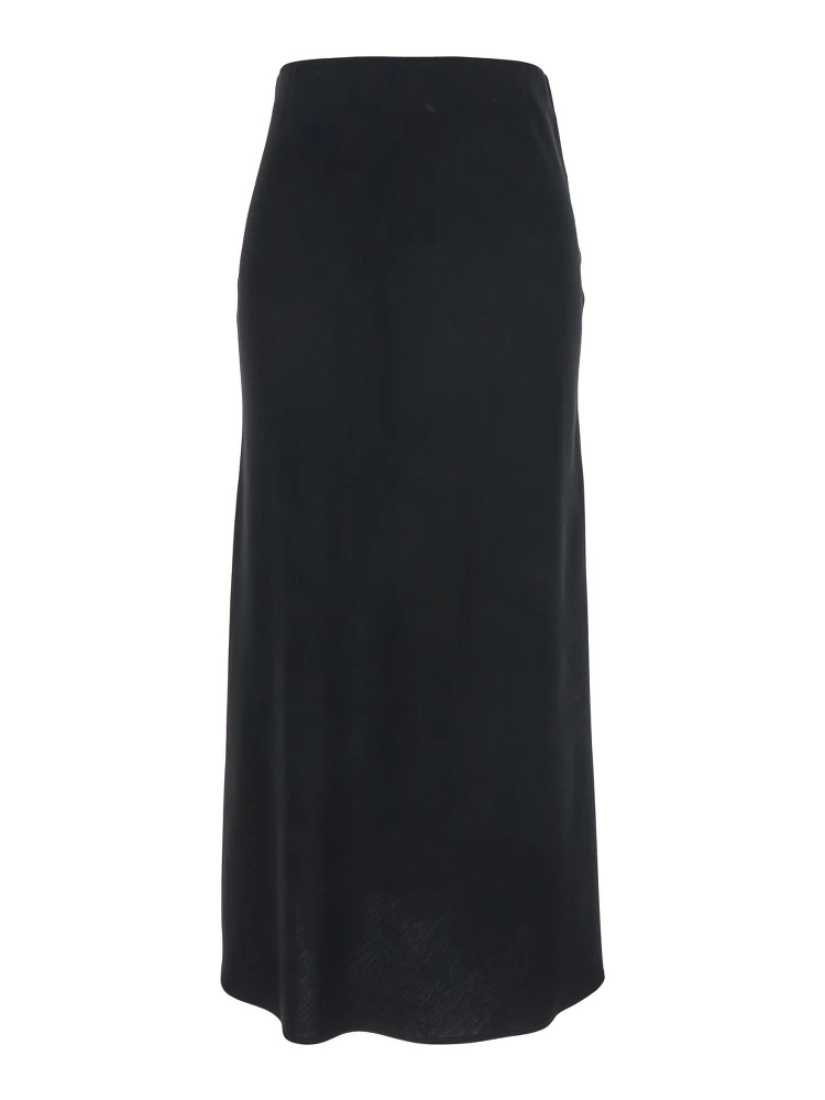 Black Midi Skirt with Concealed Side Zip Closure in Fabric Woman