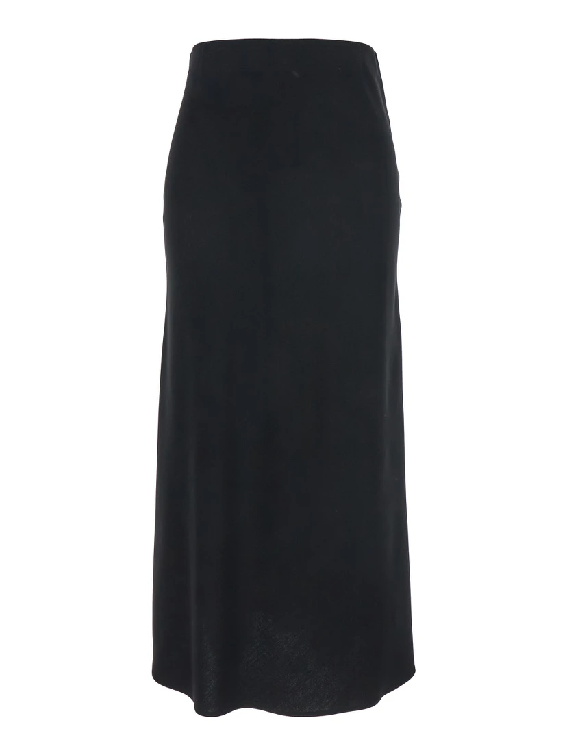 Black Midi Skirt with Concealed Side Zip Closure in Fabric Woman