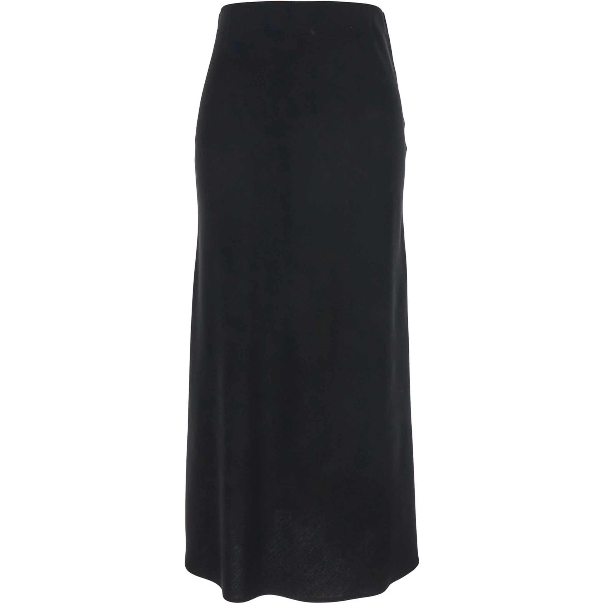 Black Midi Skirt with Concealed Side Zip Closure in Fabric Woman