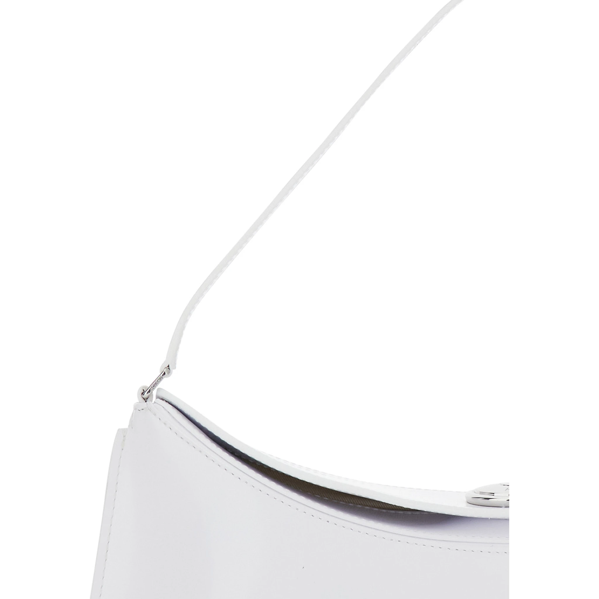 Le Calisso White Shoulder Bag with Engraved Snap Button in Leather Woman