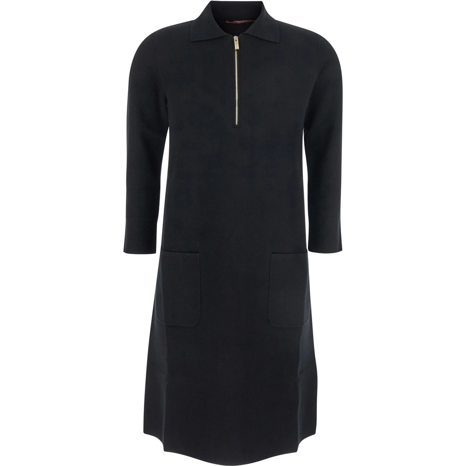 Ere Black Dress with Front Zip Closure and Two Front Patch Pockets in Viscose Blend Woman