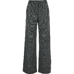 Grey Trousers  with Striped Motif in Wool Woman