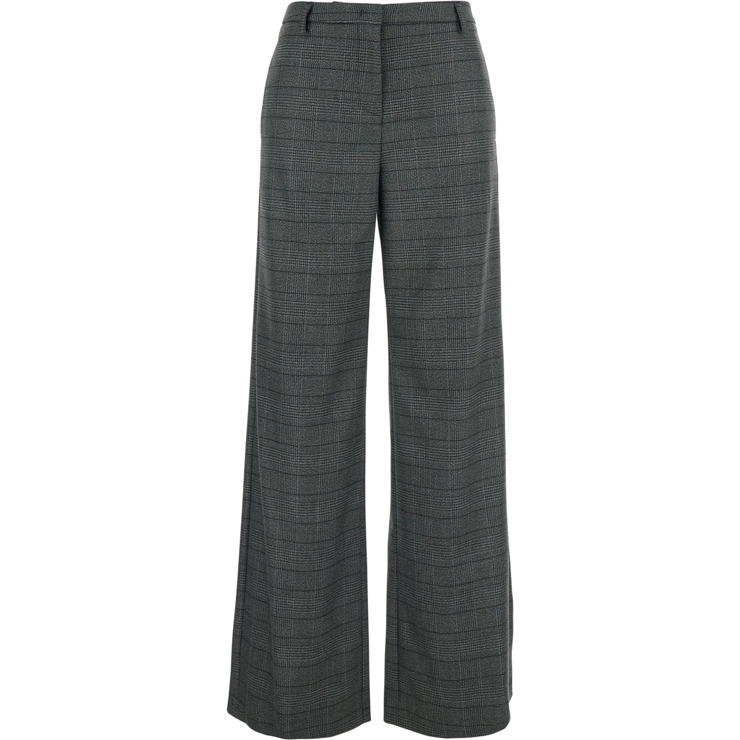 Grey Trousers with Striped Motif in Wool Woman