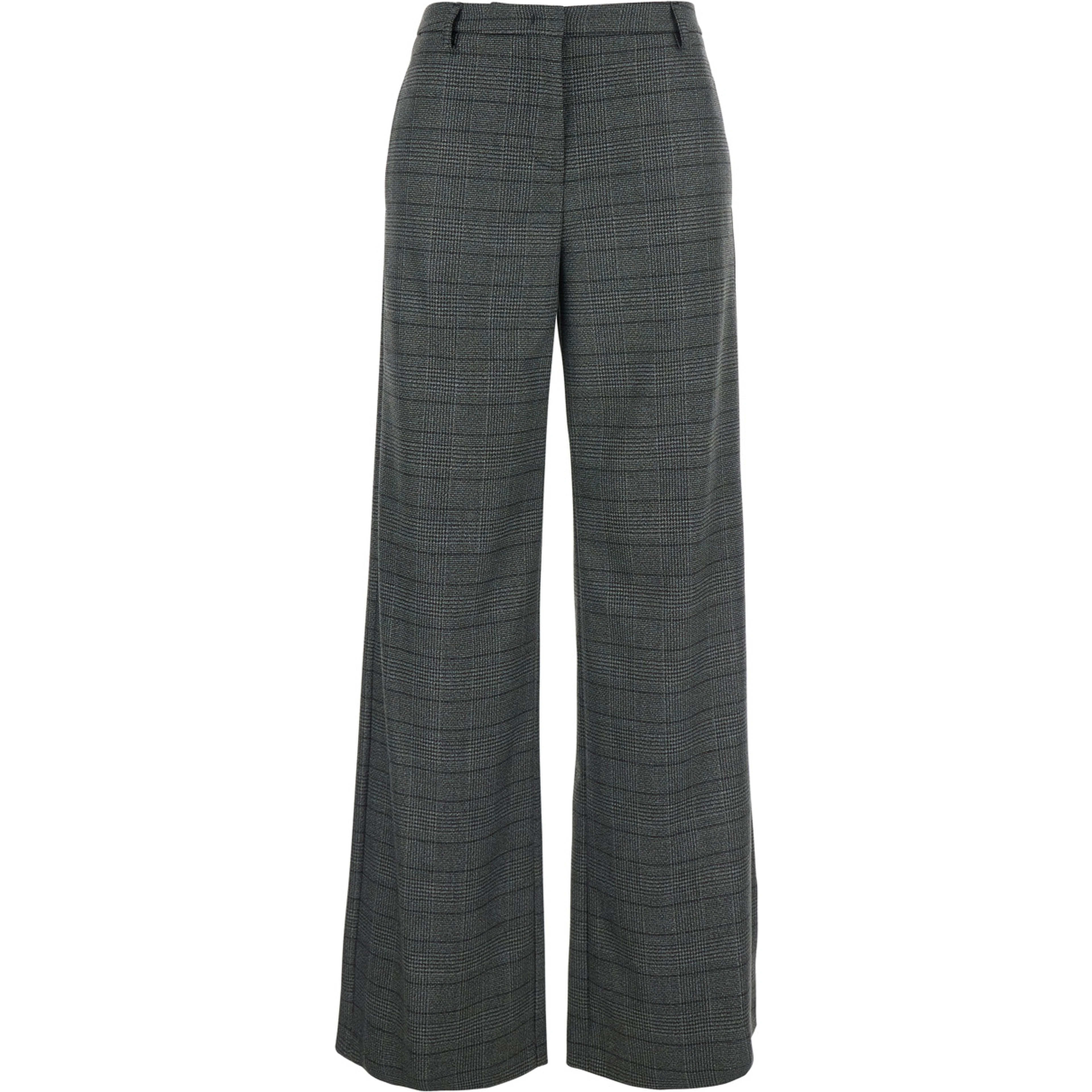 Grey Trousers  with Striped Motif in Wool Woman